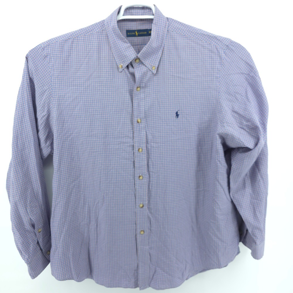 Ralph Lauren 2XL Mens Button Down Shirt Long Sleeve Checkered Plaid - Picture 2 of 9